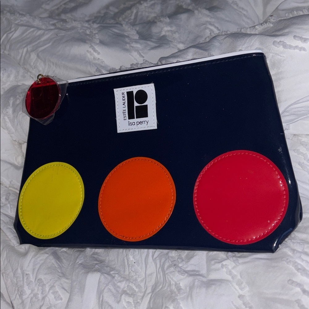 Estée Lauder Lisa Perry polka dot colourful navy Makeup Bag
